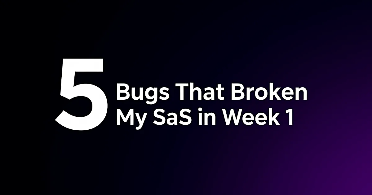 Abstract tech illustration: 5 Bugs That Broke My SaaS in Week 1 (Claude Code Caught