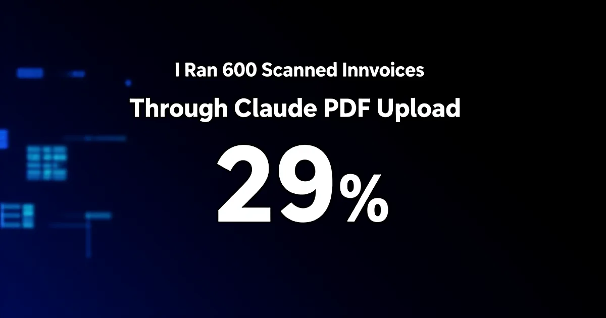 Abstract tech illustration: I Ran 600 Scanned Invoices Through Claude PDF Upload — 29%