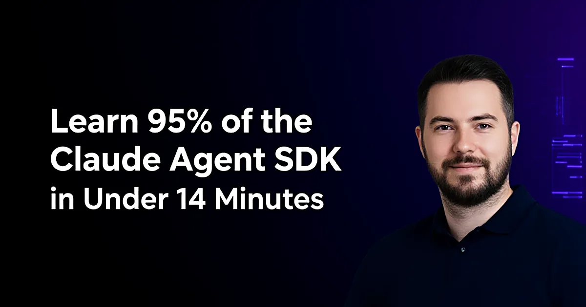 Abstract tech illustration: Learn 95% of the Claude Agent SDK in Under 14 Minutes