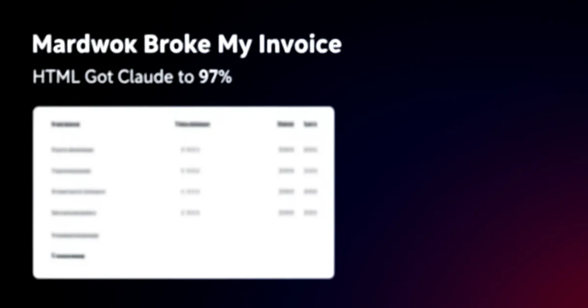 Abstract tech illustration: Markdown Broke My Invoice Tables — HTML Got Claude to 97%